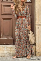 Autumn High Split Boho Maxi Dress
