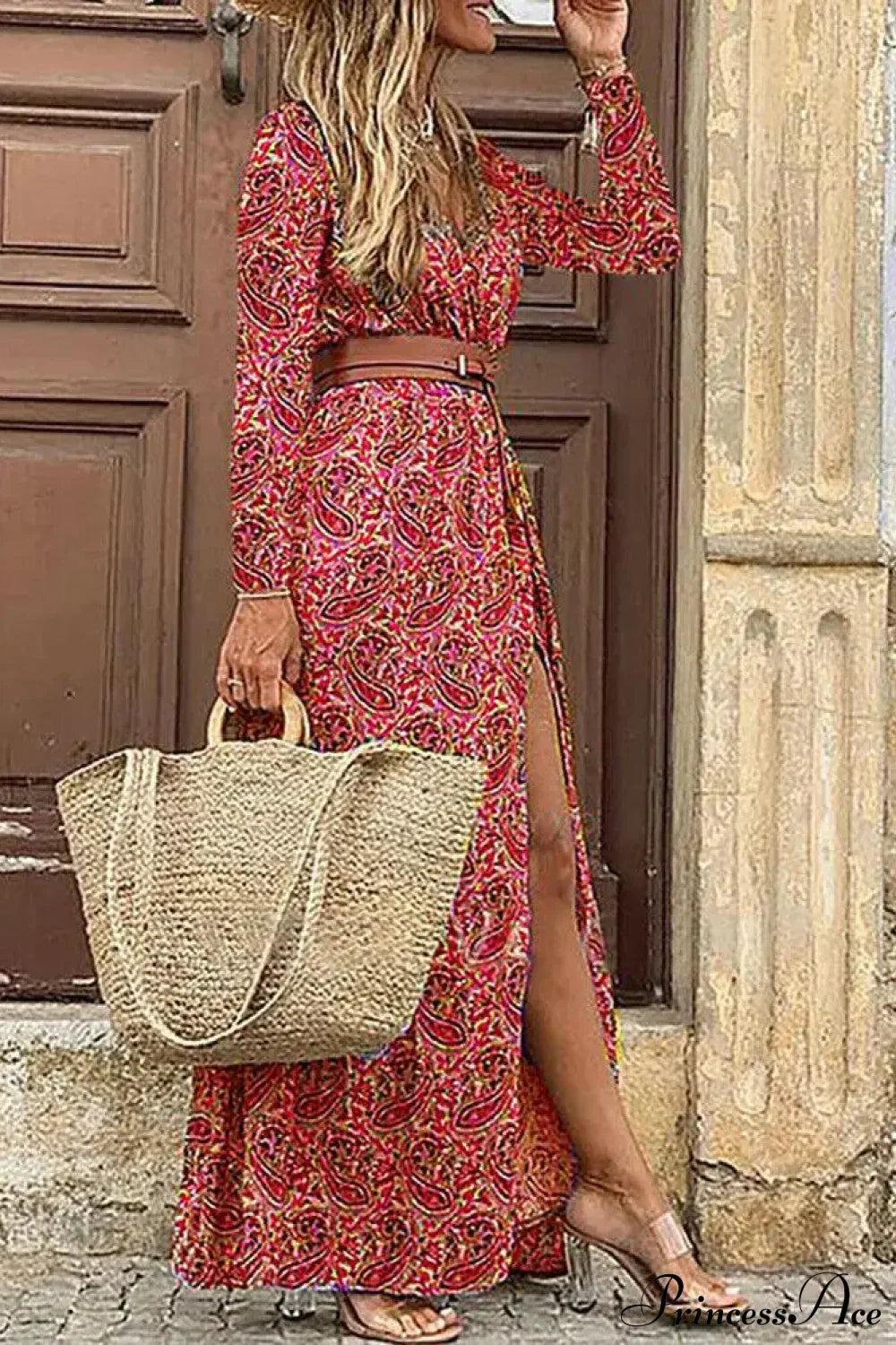 Autumn High Split Boho Maxi Dress