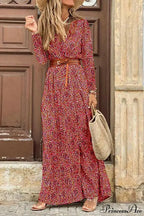Autumn High Split Boho Maxi Dress