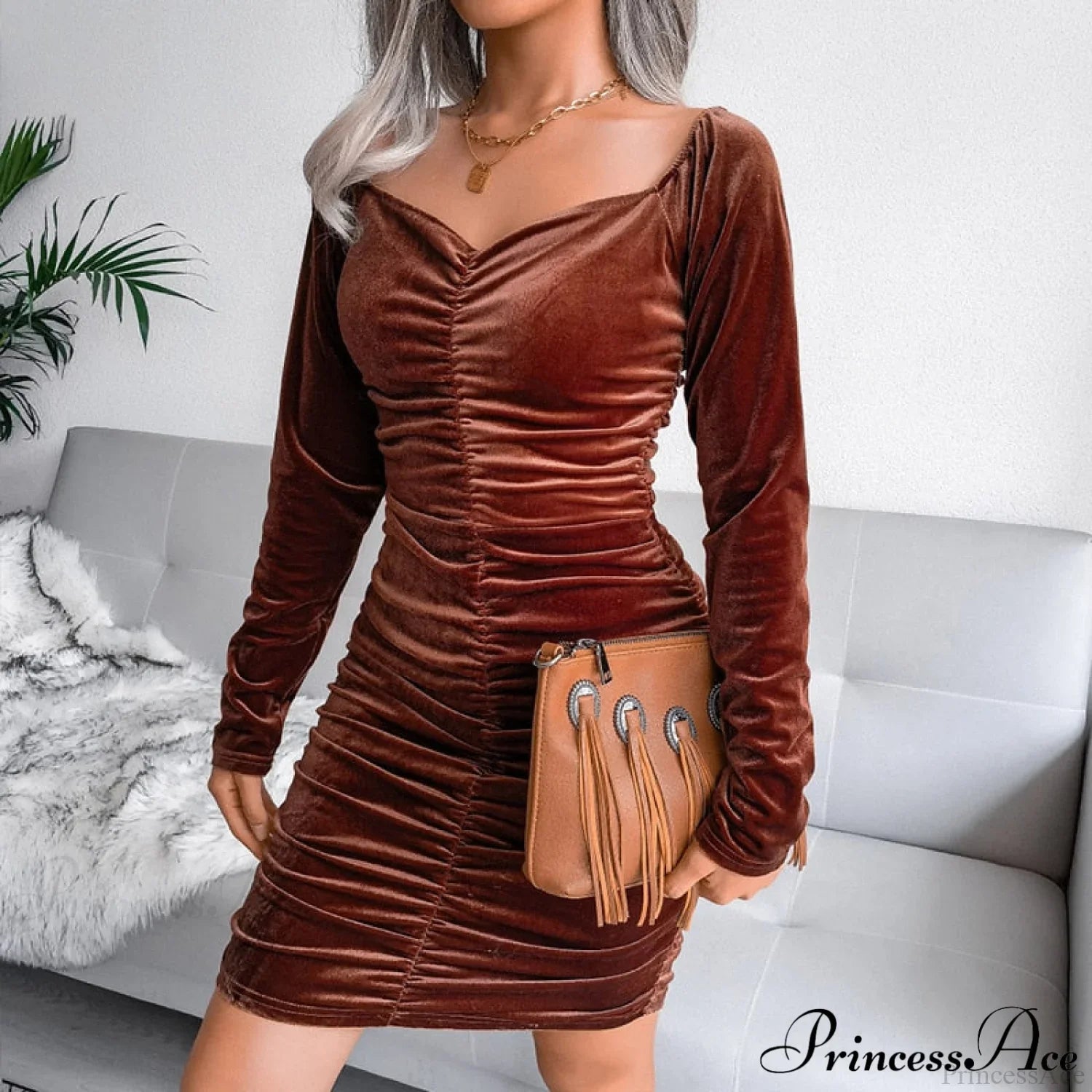 Autumn Long Sleeve Trendy Turtleneck Bodycon Mini Dress
