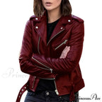 Autumn Short Solid Biker Thin Cool Faux Leather Jacket
