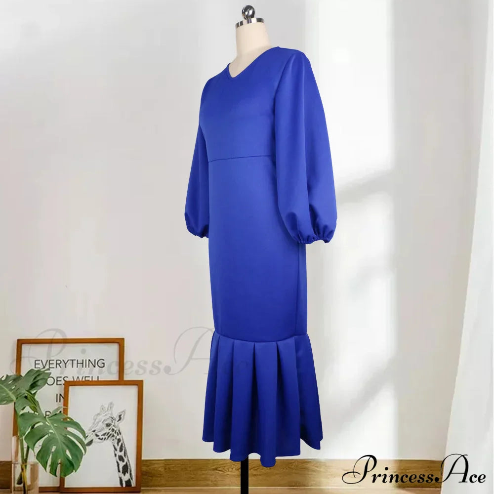 Autumn Spring Occasion Female V Neck Event BerryBetty Gown African Puff Sexy Bodycon Women Fashion Robes Sleeves Party Long Vestidos