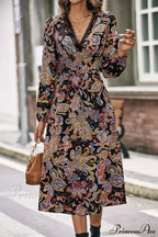 Autumn Sweet Fresh Bohemian Long Sleeve Floral Boho Dress