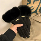 Autumn Winter Furry Warm Full Finger Outdoor Sport Cycling GlovesCute Furry Warm Full Finger Outdoor Sport Cycling Gloves