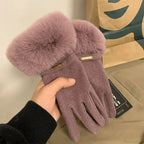 Autumn Winter Furry Warm Full Finger Outdoor Sport Cycling GlovesCute Furry Warm Full Finger Outdoor Sport Cycling Gloves