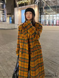 Autumn Winter Long Loose Retro Colorful Woolen Double Breasted Luxury Designer Stylish Coat