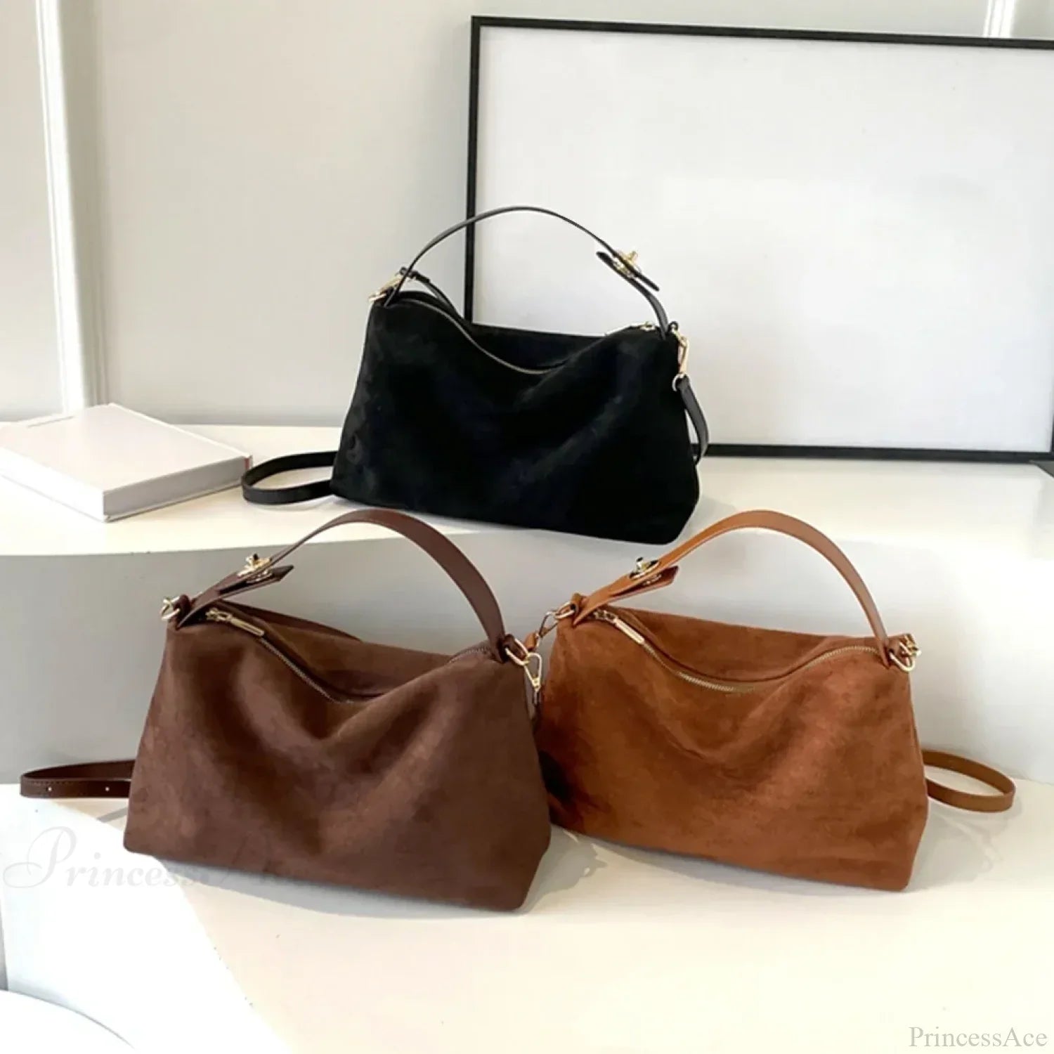 Autumn Winter Matte Suede Cow Leather Handbag