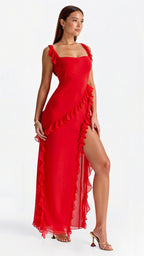 Camila Aesthetic Dress Maxi with Ruffles Evening Wear Edit