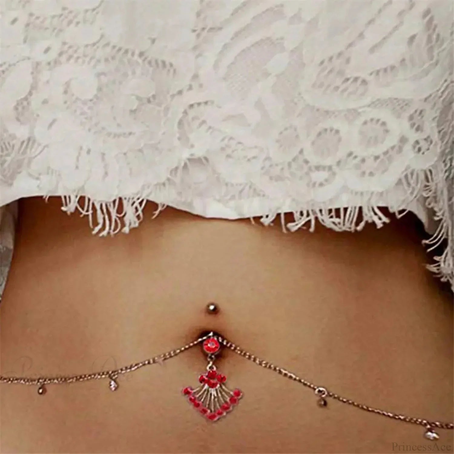 Azure Zircon Peacock Tail Medieval Belly Ring