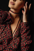 Lace Up Waist Deep V Neck Side Slit Floral Dress