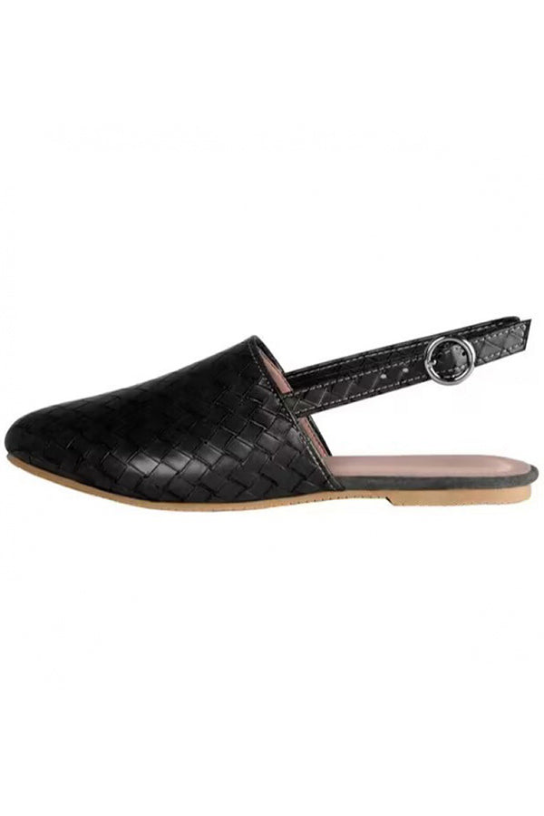 Casual Pointed Toe Woven Flat Sandals