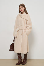 Luxe Faux Fur Tweed Long Elegant Lady Overcoat