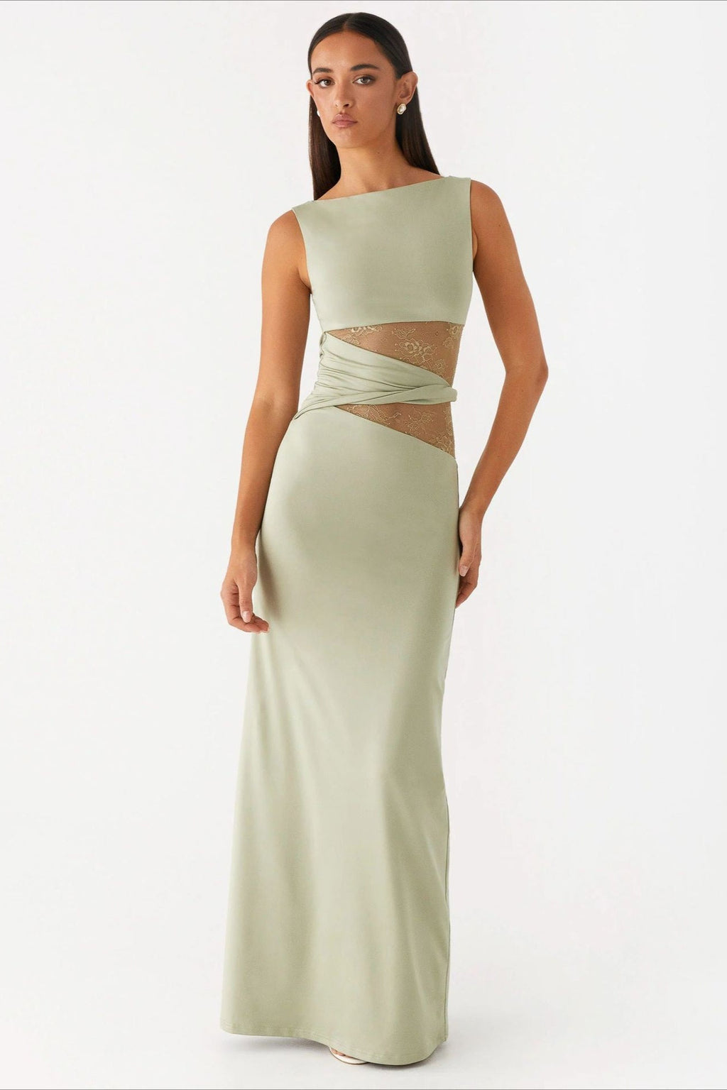 Cut Out Lace Panel Sleeveless Bodycon Dress