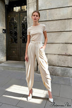 HighWaisted Loose Drapey Ruched Pants