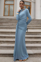 Long Sleeve Asymmetric Hem Bodycon Wrap Dress