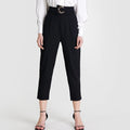 Black Ring Detail Straight Leg Suit Pants