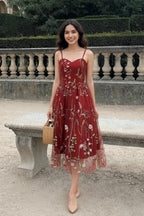 Party Mesh Flowered A Embroidery for Gown Line Summer