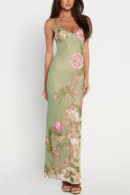 Reveling in The Unknown Floral Print Slip Stretch Maxi Dress