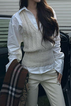 Layered Collar Vest Style Knit Top