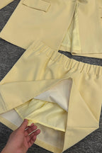 Loose Fit Blazer and High Waist Skirt  Two Piece Short Set