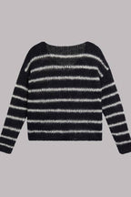 Time for Warmer Layers Fluffy Stripes Relaxed Knit Sweater