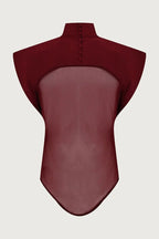Vita Mesh Patchwork High Neck Wide Sleeve Bodysuit and High Rise Pocket Slit Pants Set