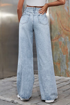 Ripped High Waist Casual Wide Leg Jeans