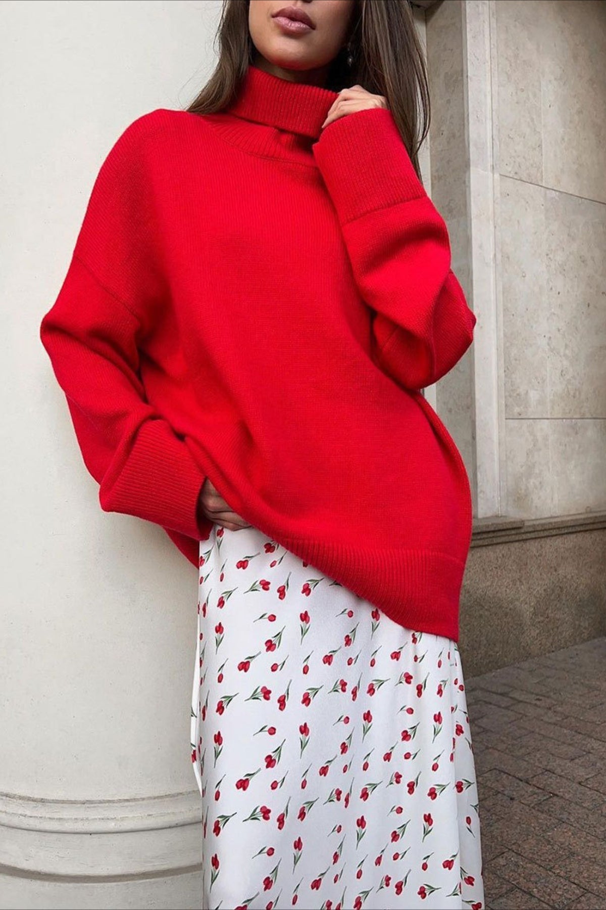 Cherry Print High Waist ALine Skirt