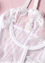 Celeste – Sheer White Lace Corset Lingerie Set