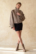 Vintage Stand Collar Buttoned Short Wool Coat