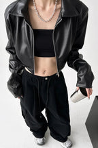 PU Leather Crop Jacket