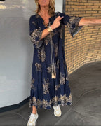 Romina Aesthetic New Vintage Dress with a Loose V Neck Evening Wear Edit