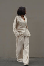 Tie Front Cardigan Loose Pants Two Piece Set
