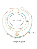3pcs Sun & Floral Faux Pearl Beaded Necklace