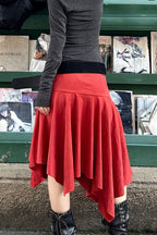 Chic Suede High Waist Asymmetrical Skirt