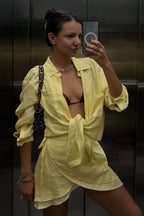 Casual Beach Shirt Cover Skirt Set
