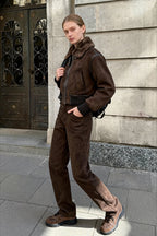 Faux Fur Collar ZipUp Jacket