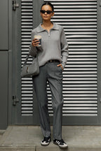 Polo Collar Knit Pullover Sweater