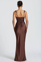 Square Neck Tie Waist Bodycon Mermaid Prom Dress