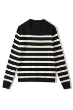 Lapel Loose Casual Striped Knit Sweater