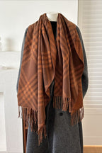 Double-Sided Plaid Festive Faux Cashmere Warm Scarf