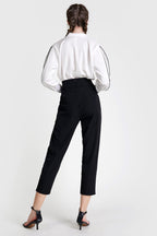 Black Ring Detail Straight Leg Suit Pants