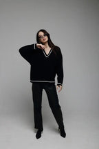 Casual Knit V Neck Sweater