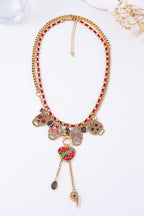Fashionable Colorful Metal Skull Pendant Necklace