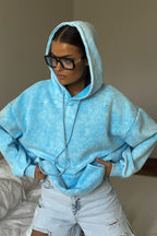 Distressed Washed Solid Cotton Hoodie