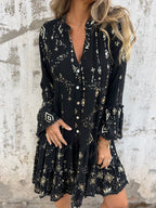 Comfortable Stretchy V Neck Printed Party Dresses