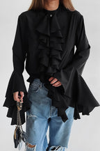Ruffled Long-Sleeve Elegant Blouse