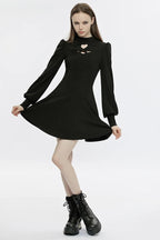 Gothic Heart shaped Puff Sleeves Sexy Black Dress