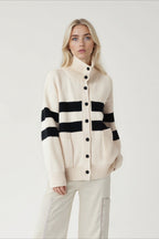 High Neck Color Block Knit Sweater