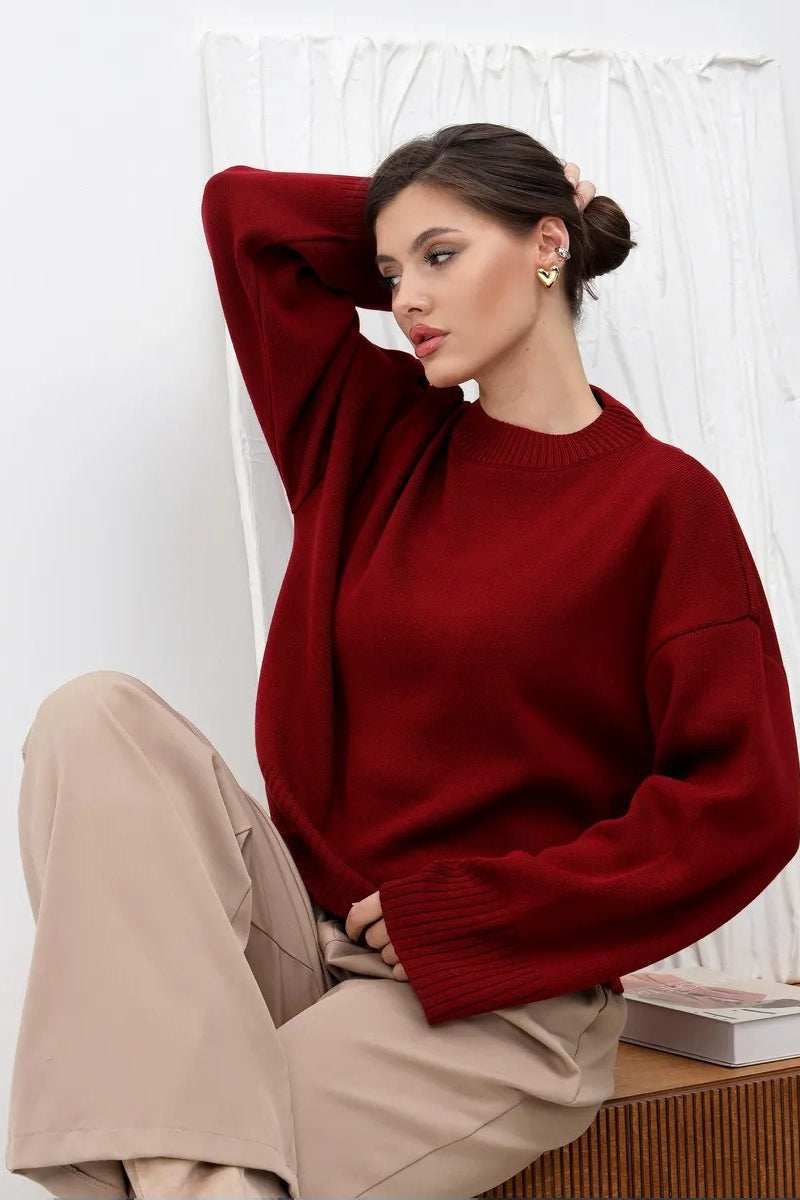 Round Neck Relaxed Knit Sweater